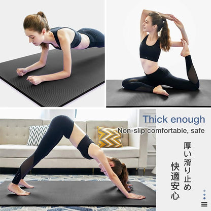 Yoga Mat Non Slip NBR Extra Thick Yoga Mat, 72"L X 32"/24"W X 0.6"/0.4"TH (185Cm X 80Cm/61Cm X 15Mm/10Mm), Anti-Tear Exercise Mat with Carrying Strap and Bag, Workout Mats for Yoga, Pilates
