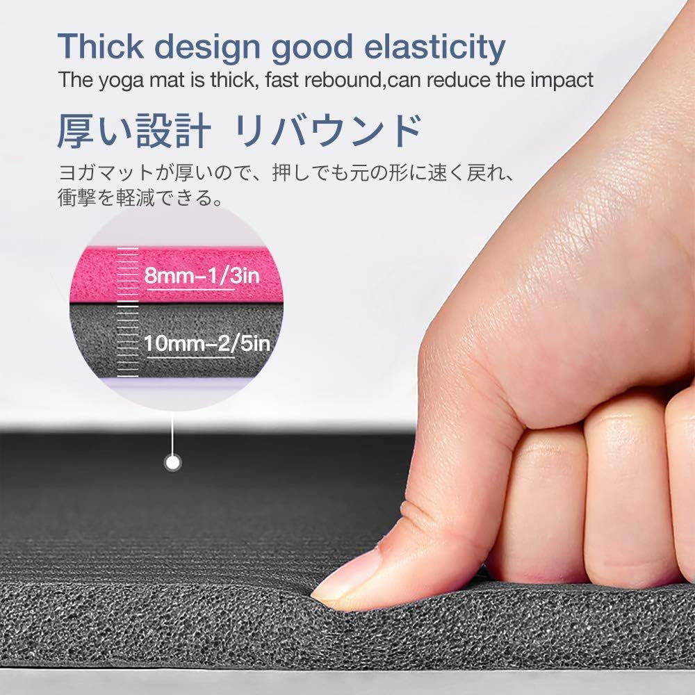 Yoga Mat Non Slip NBR Extra Thick Yoga Mat, 72"L X 32"/24"W X 0.6"/0.4"TH (185Cm X 80Cm/61Cm X 15Mm/10Mm), Anti-Tear Exercise Mat with Carrying Strap and Bag, Workout Mats for Yoga, Pilates