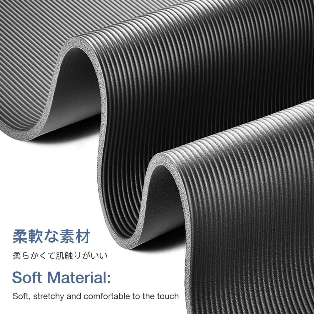 Yoga Mat Non Slip NBR Extra Thick Yoga Mat, 72"L X 32"/24"W X 0.6"/0.4"TH (185Cm X 80Cm/61Cm X 15Mm/10Mm), Anti-Tear Exercise Mat with Carrying Strap and Bag, Workout Mats for Yoga, Pilates